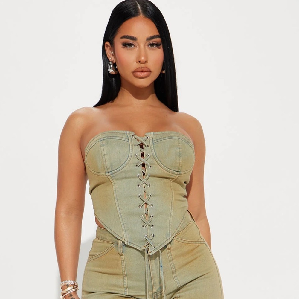 Fashion Nova Denim Corset Top